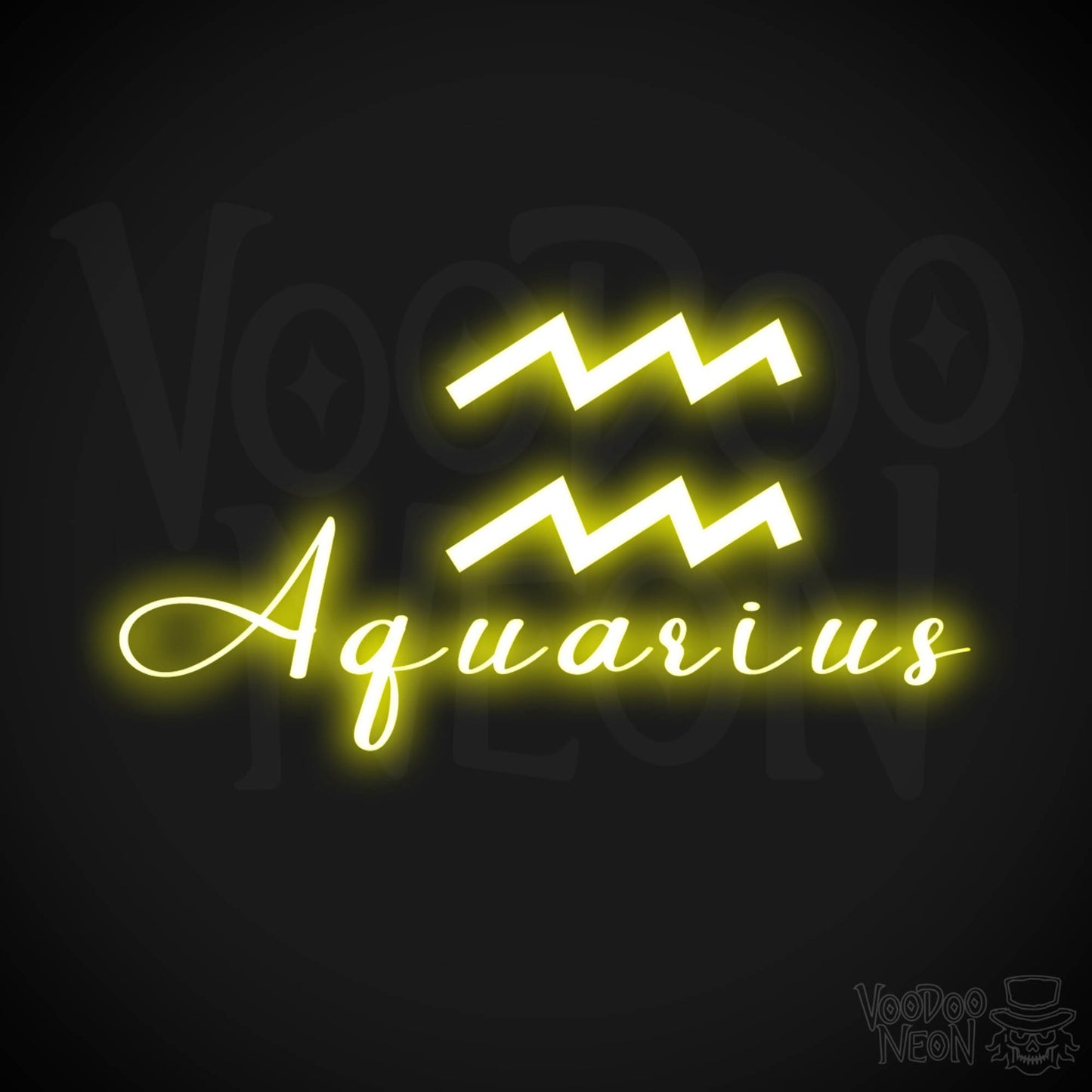Aquarius Neon Sign - Neon Aquarius Sign - Aquarius Symbol - Neon Wall Art - Color Yellow