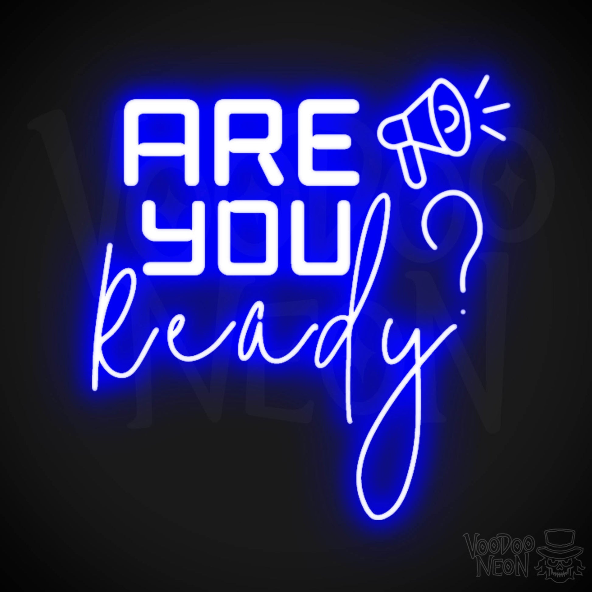 Are You Ready Neon Sign - Neon Are You Ready Sign - LED Wall Art - Color Dark Blue