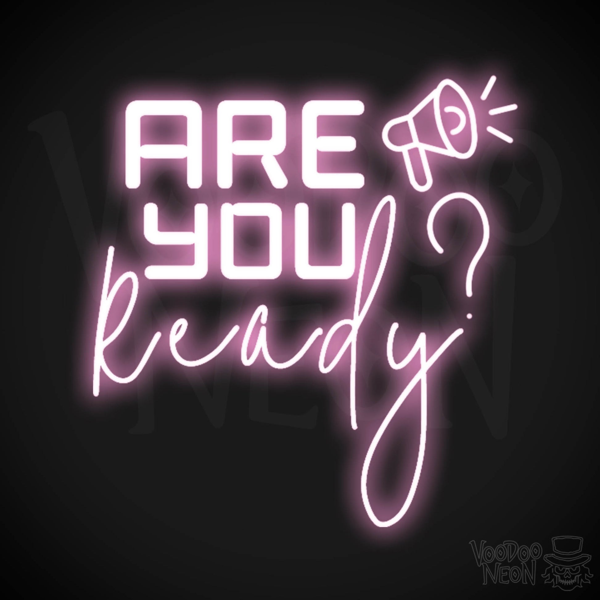 Are You Ready Neon Sign - Neon Are You Ready Sign - LED Wall Art - Color Light Pink