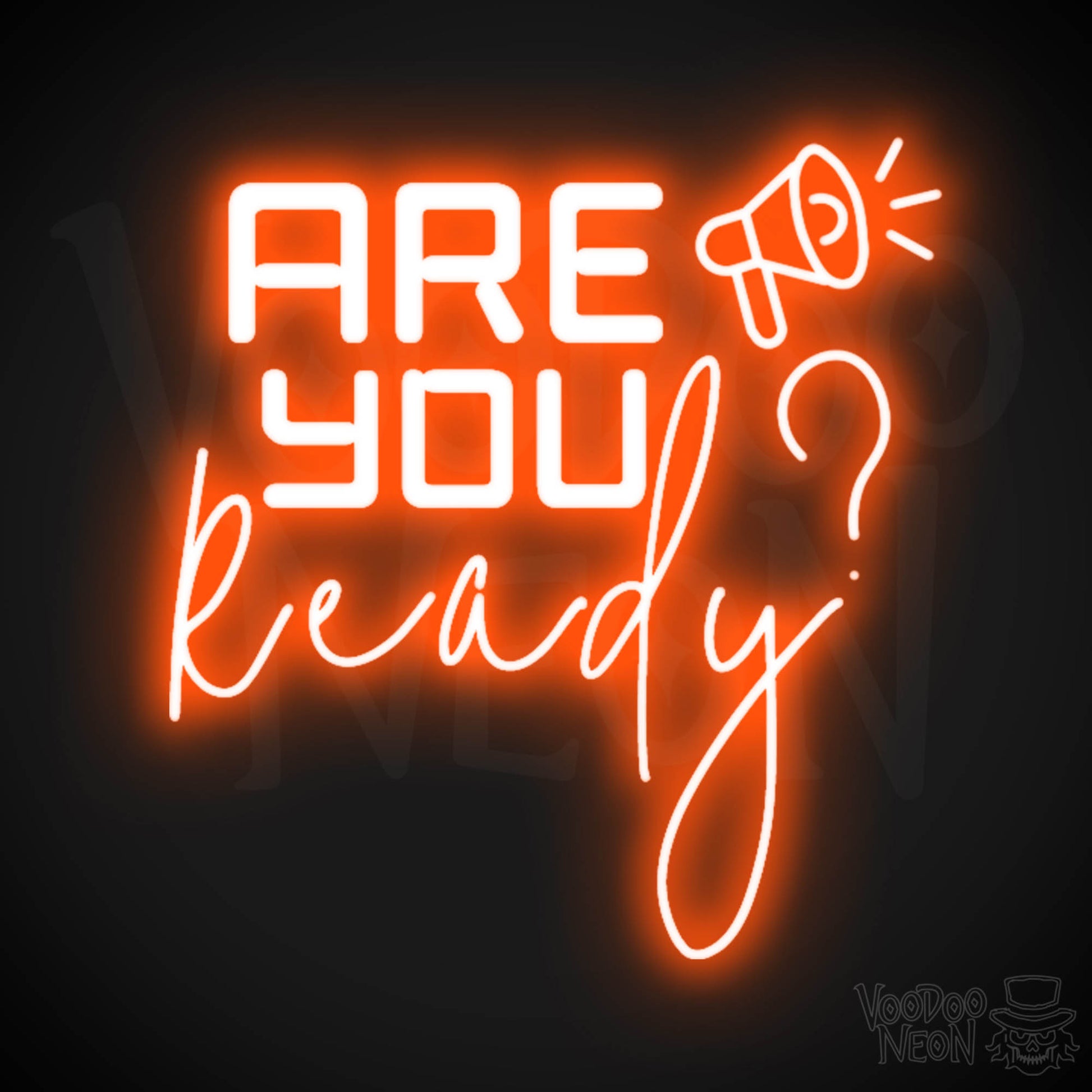 Are You Ready Neon Sign - Neon Are You Ready Sign - LED Wall Art - Color Orange