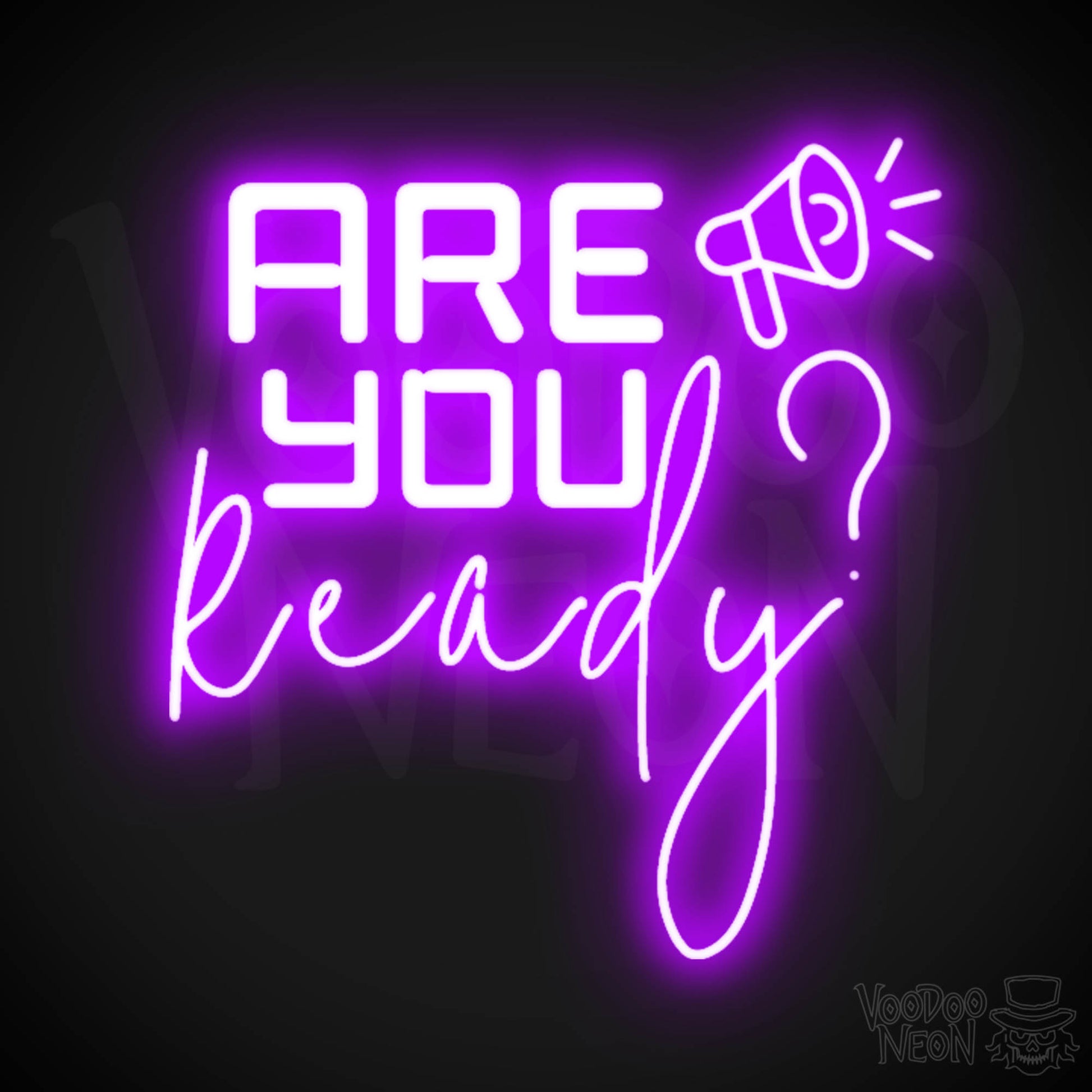 Are You Ready Neon Sign - Neon Are You Ready Sign - LED Wall Art - Color Purple