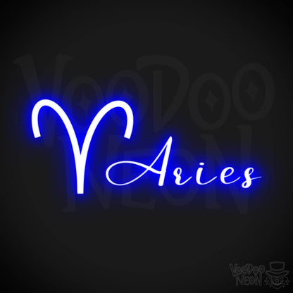 Aries Neon Sign - Neon Aries Sign - Aries Symbol - Neon Wall Art - Color Dark Blue
