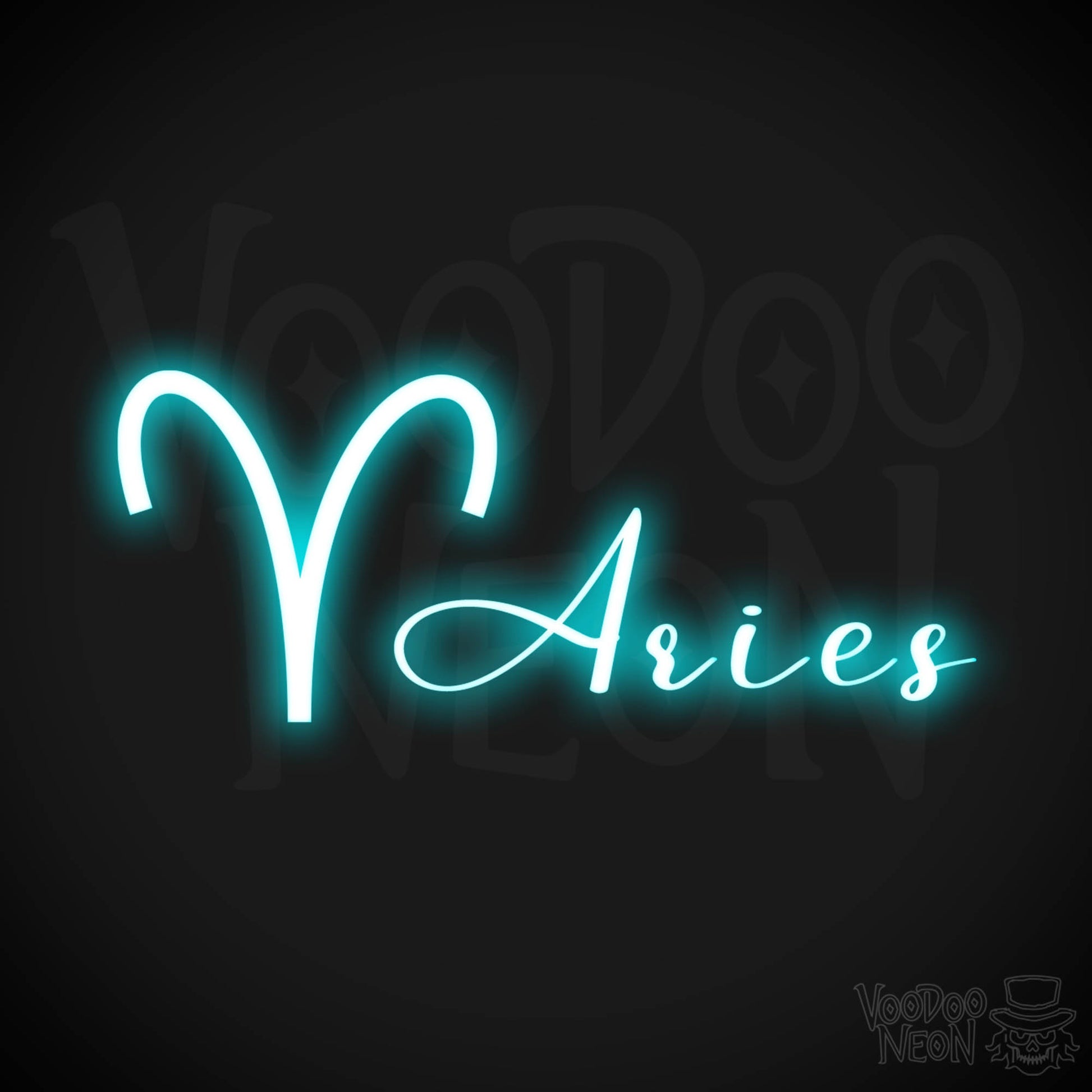 Aries Neon Sign - Neon Aries Sign - Aries Symbol - Neon Wall Art - Color Ice Blue