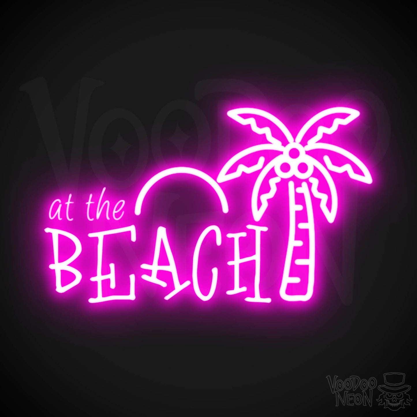 At The Beach Neon Sign - Neon At The Beach Sign - Color Pink