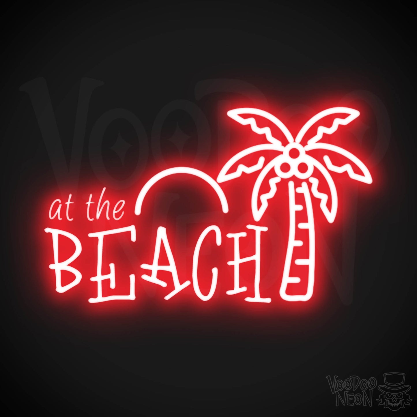 At The Beach Neon Sign - Neon At The Beach Sign - Color Red