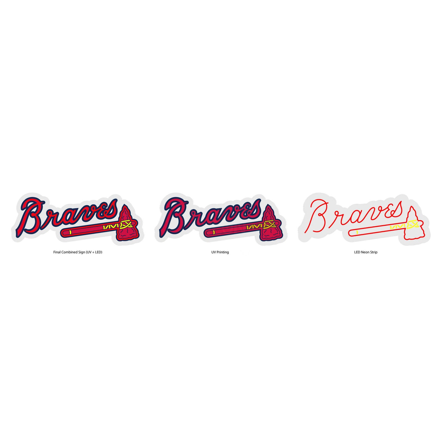 Atlanta Braves Neon Sign - Multi-Color;Atlanta Braves Neon Sign - MLB - Technical Drawing