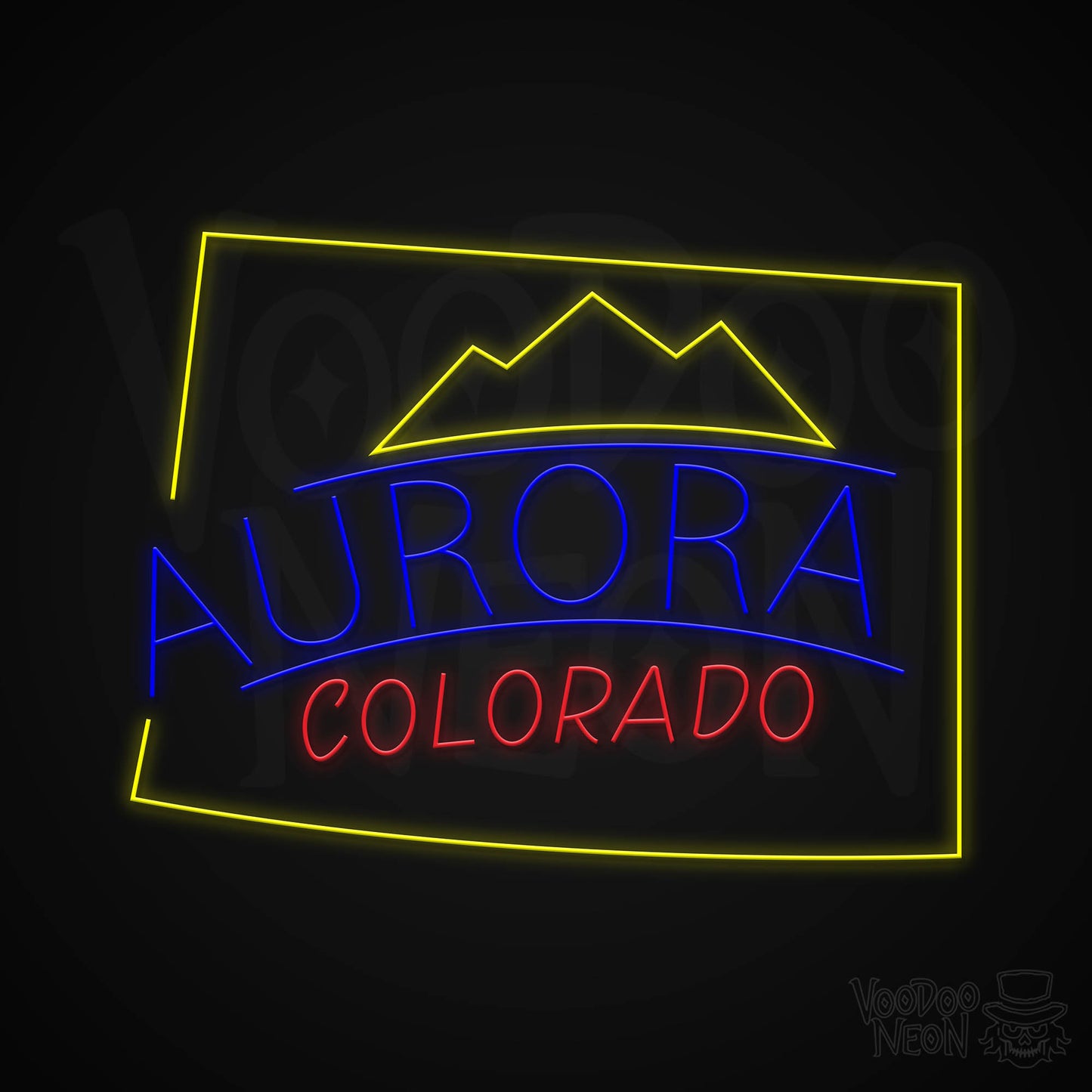 Aurora, Colorado Neon Sign - Multi-Color - Blackwall