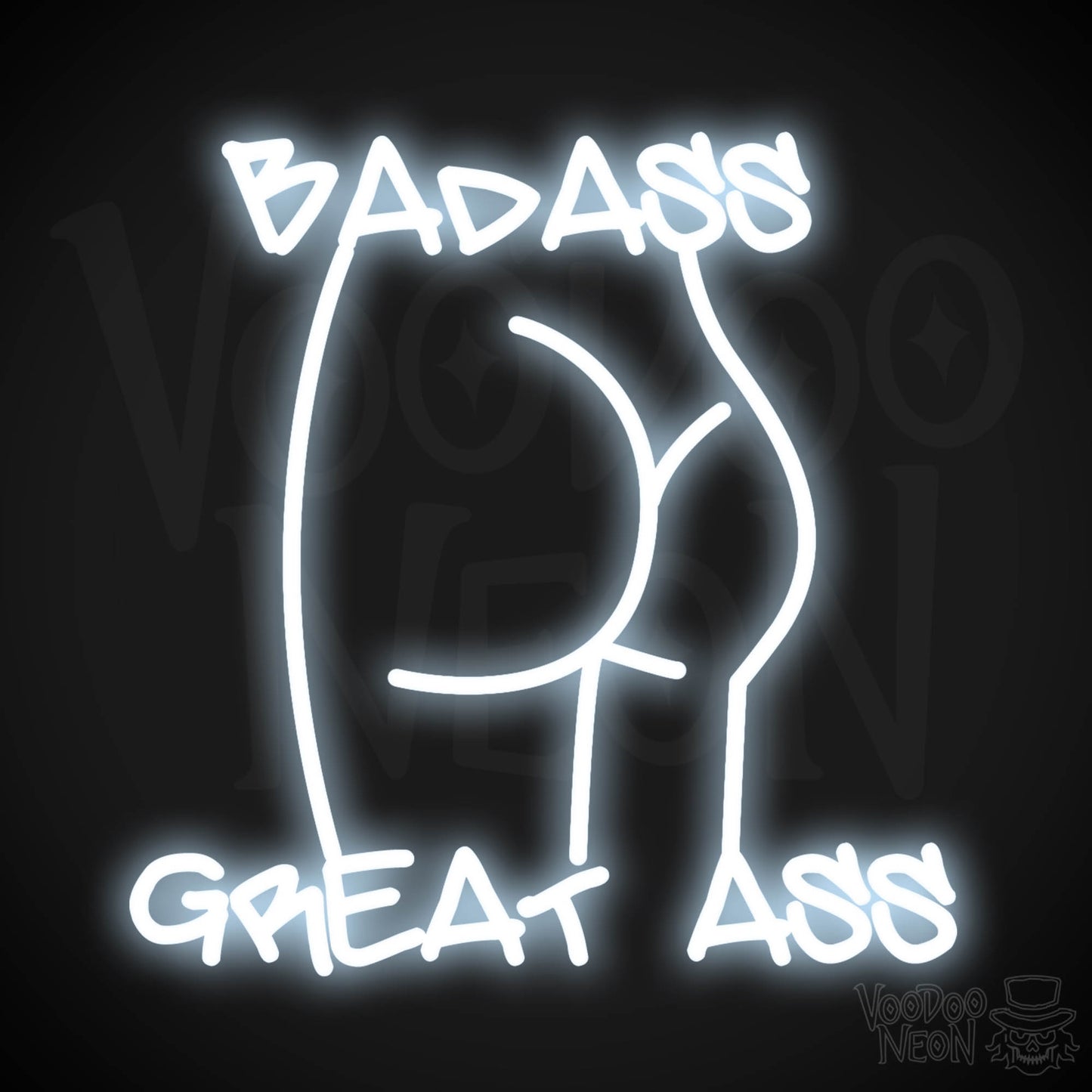 Badass Great Ass Neon Sign - Neon Badass Great Ass Sign - LED Sign - Color Cool White