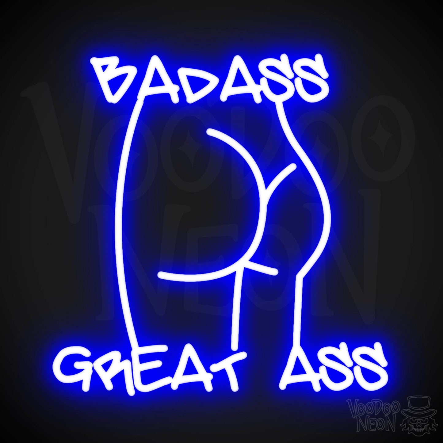 Badass Great Ass Neon Sign - Neon Badass Great Ass Sign - LED Sign - Color Dark Blue