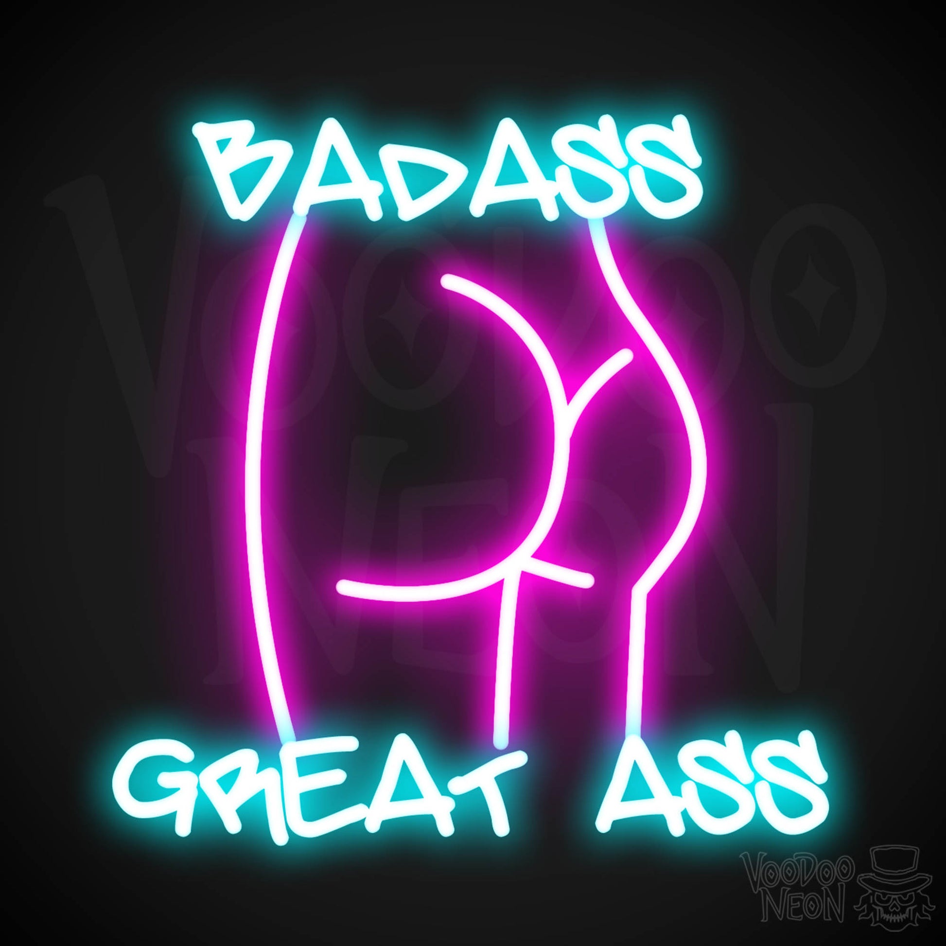 Badass Great Ass Neon Sign - Neon Badass Great Ass Sign - LED Sign - Color Multi-Color