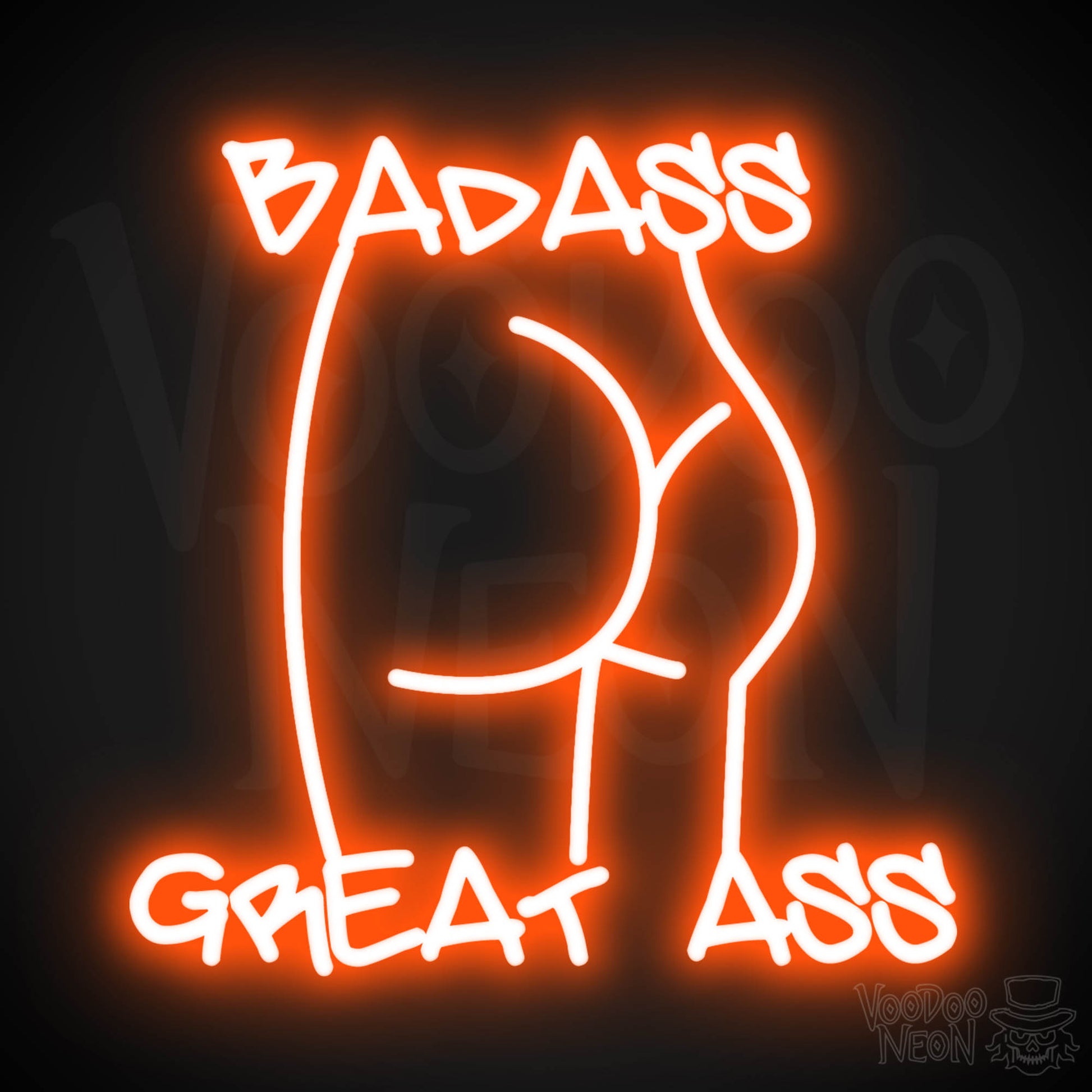 Badass Great Ass Neon Sign - Neon Badass Great Ass Sign - LED Sign - Color Orange