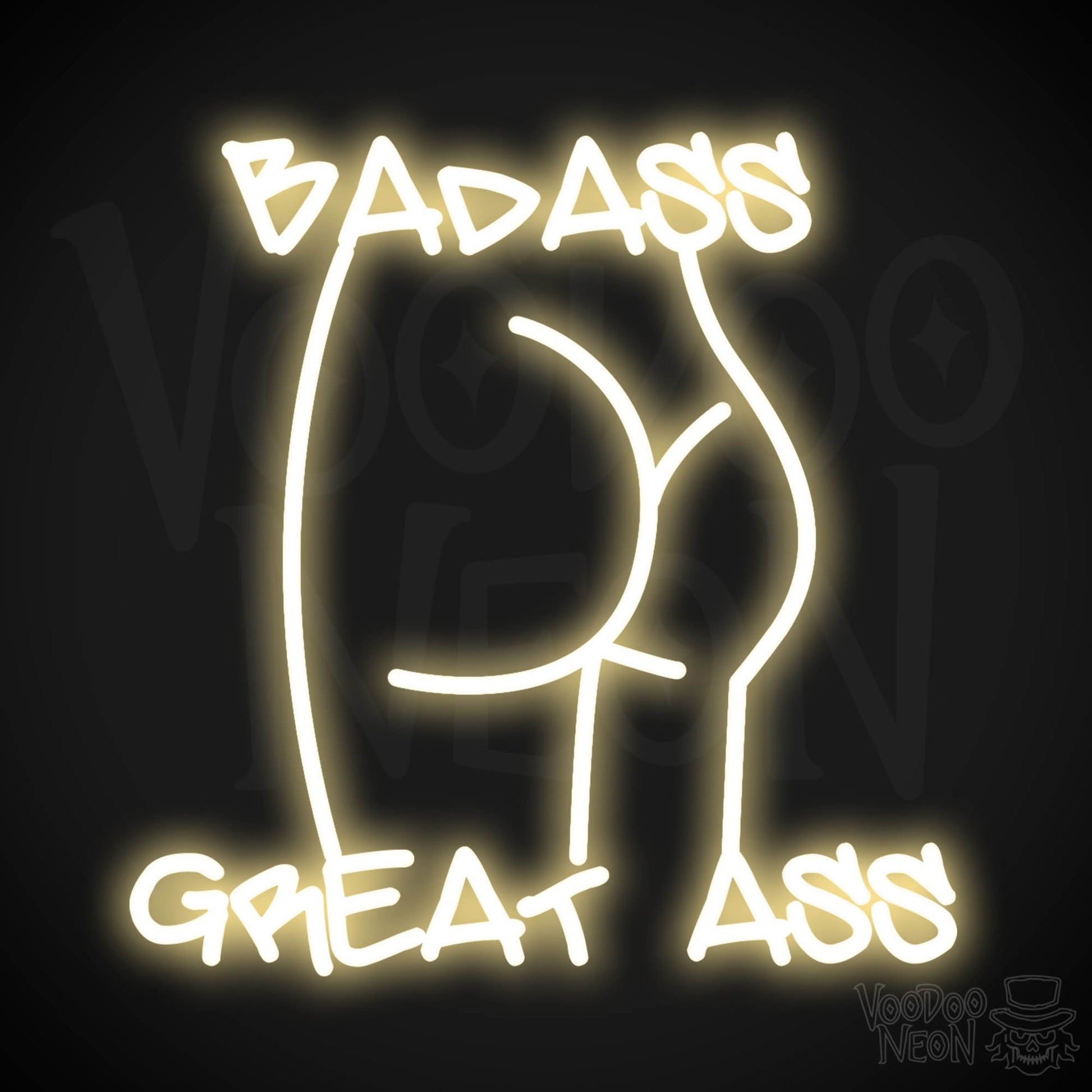 Badass Great Ass Neon Sign - Neon Badass Great Ass Sign - LED Sign - Color Warm White