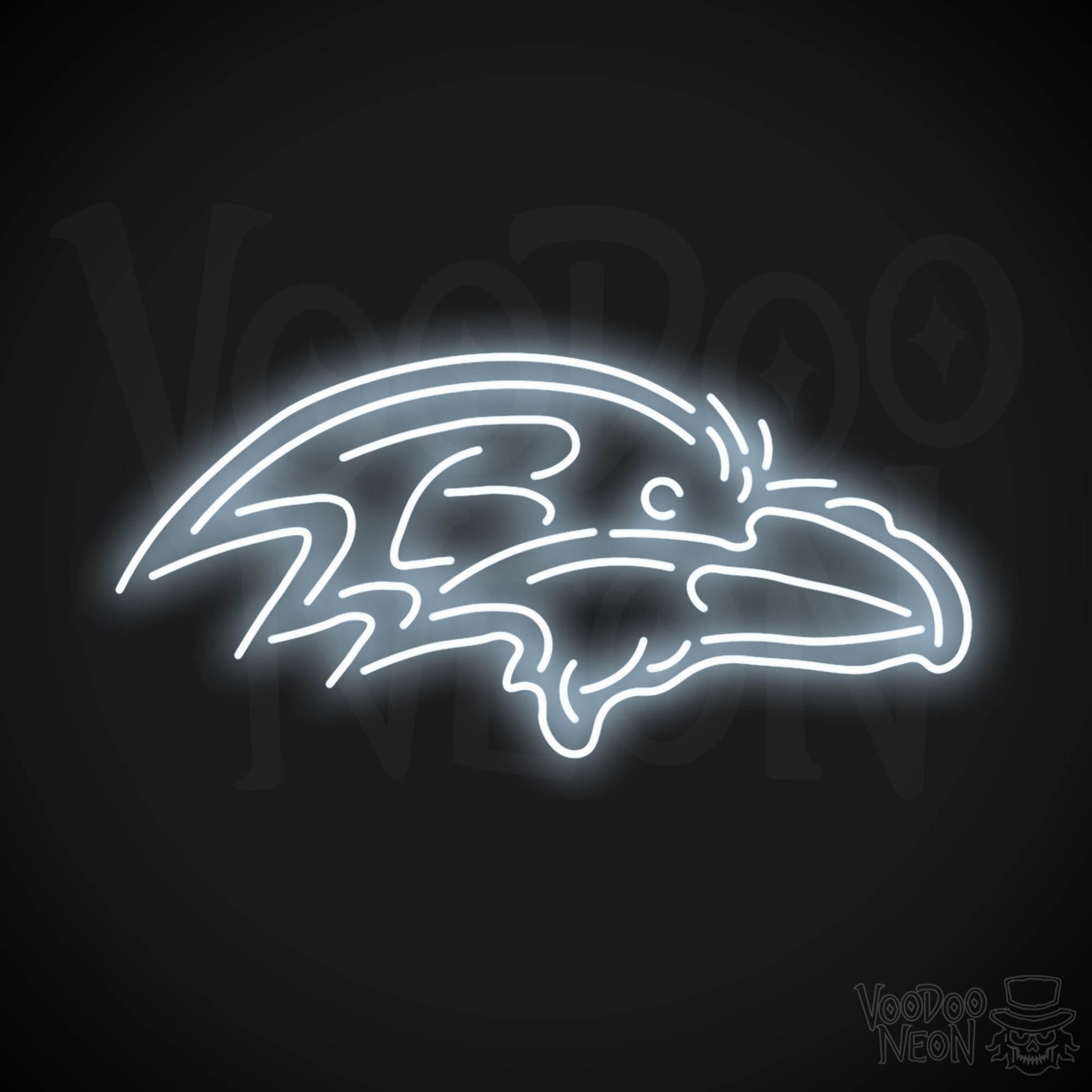 Baltimore Ravens Neon Sign - Baltimore Ravens Sign - Neon Ravens Logo Wall Art - Color Cool White