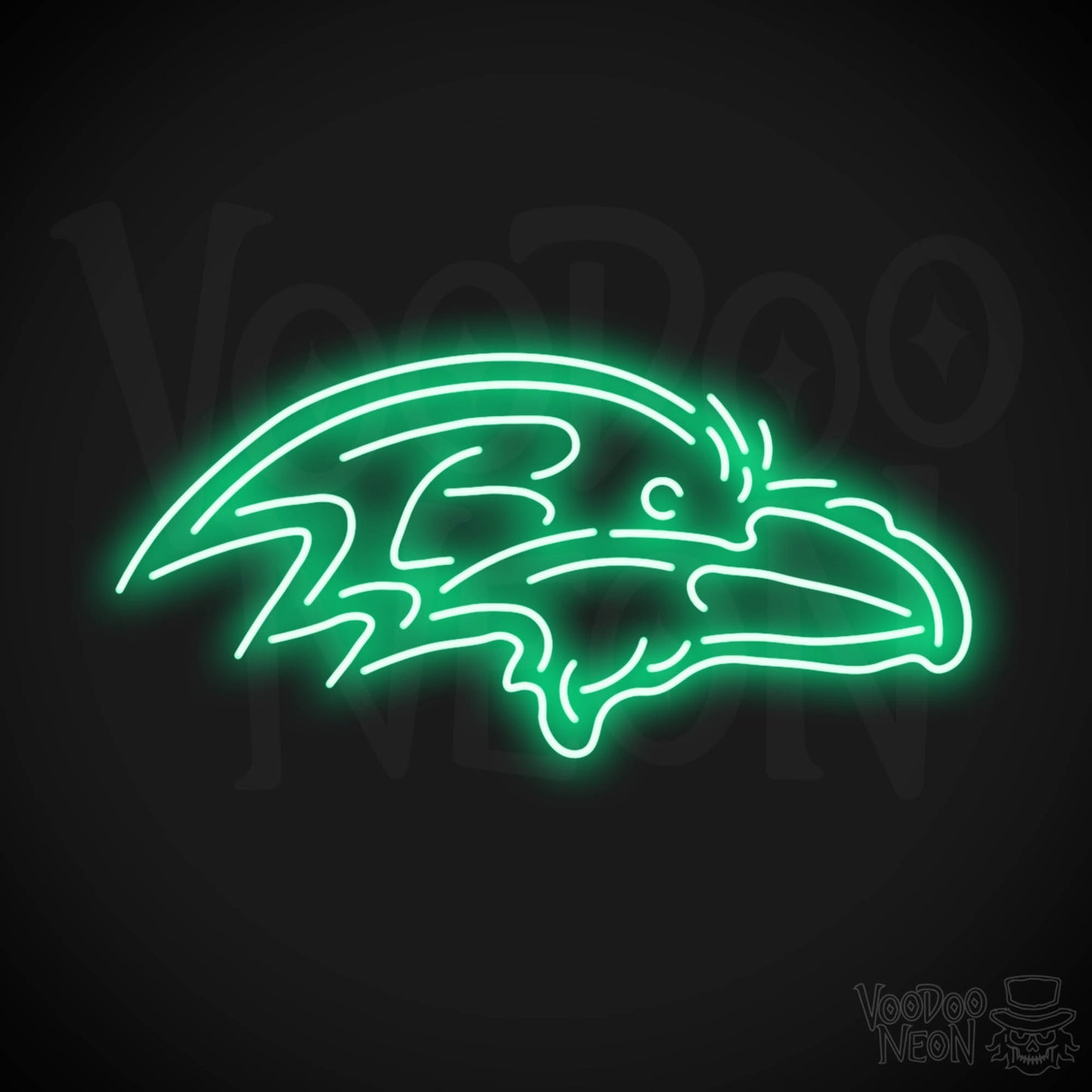 Baltimore Ravens Neon Sign - Baltimore Ravens Sign - Neon Ravens Logo Wall Art - Color Green