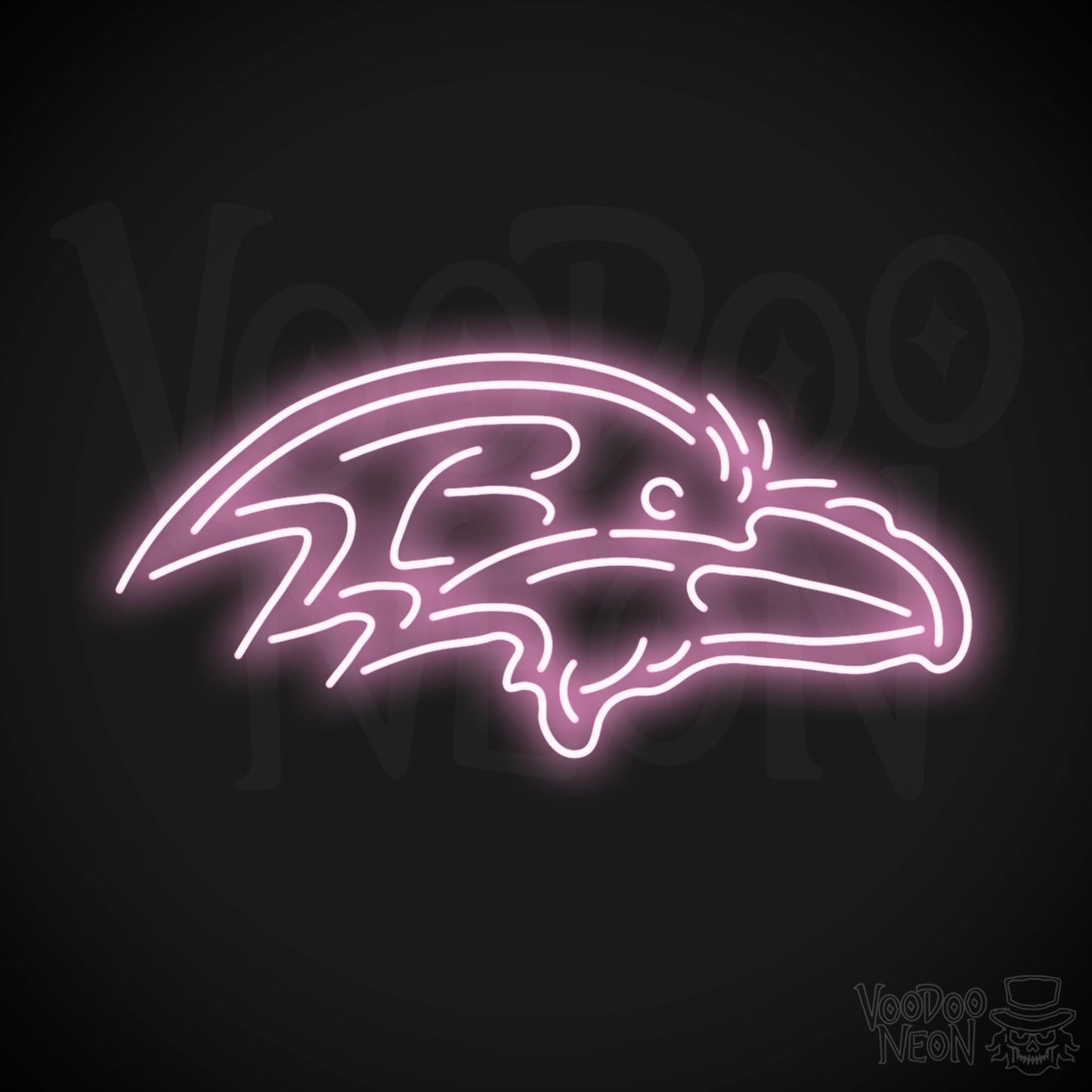 Baltimore Ravens Neon Sign - Baltimore Ravens Sign - Neon Ravens Logo Wall Art - Color Light Pink