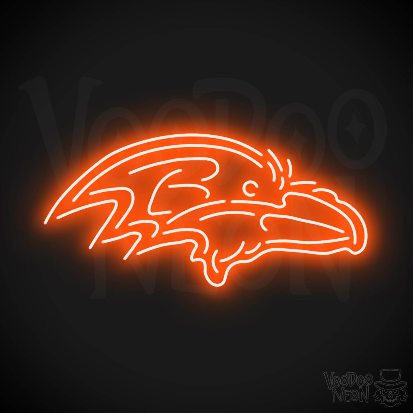 Baltimore Ravens Neon Sign - Baltimore Ravens Sign - Neon Ravens Logo Wall Art - Color Orange