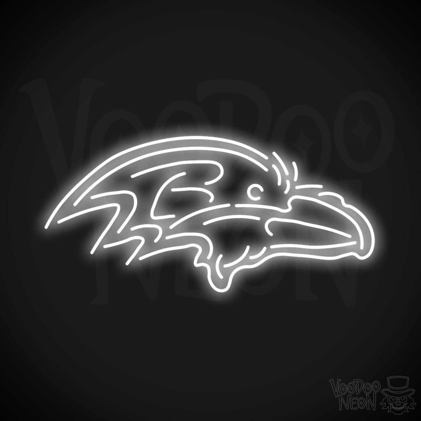 Baltimore Ravens Neon Sign - Baltimore Ravens Sign - Neon Ravens Logo Wall Art - Color White