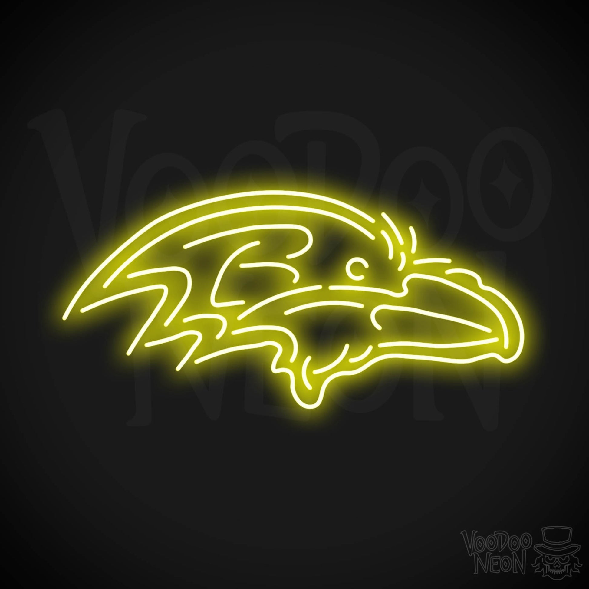 Baltimore Ravens Neon Sign - Baltimore Ravens Sign - Neon Ravens Logo Wall Art - Color Yellow