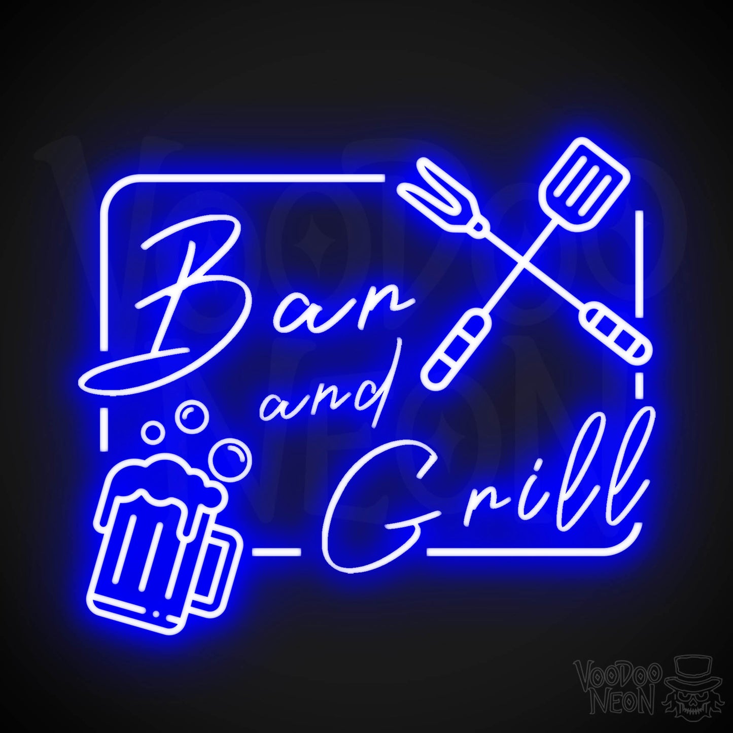 Bar & Grill Neon Sign - Neon Bar & Grill Sign - LED Signs - Color Dark Blue