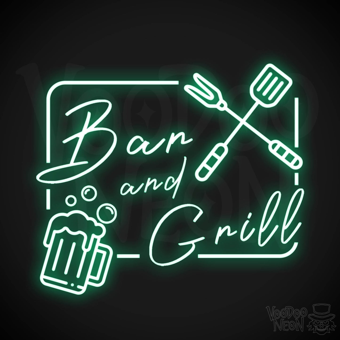 Bar & Grill Neon Sign - Neon Bar & Grill Sign - LED Signs - Color Green