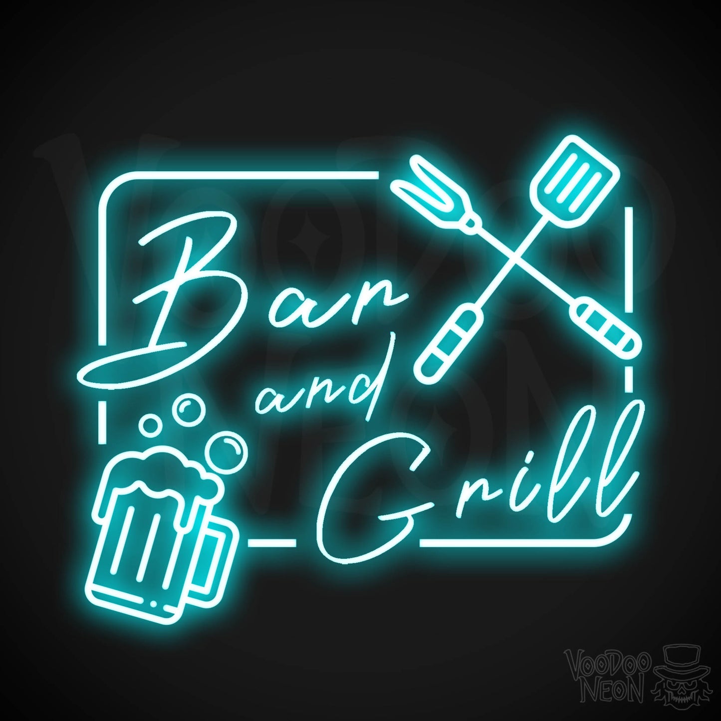 Bar & Grill Neon Sign - Neon Bar & Grill Sign - LED Signs - Color Ice Blue