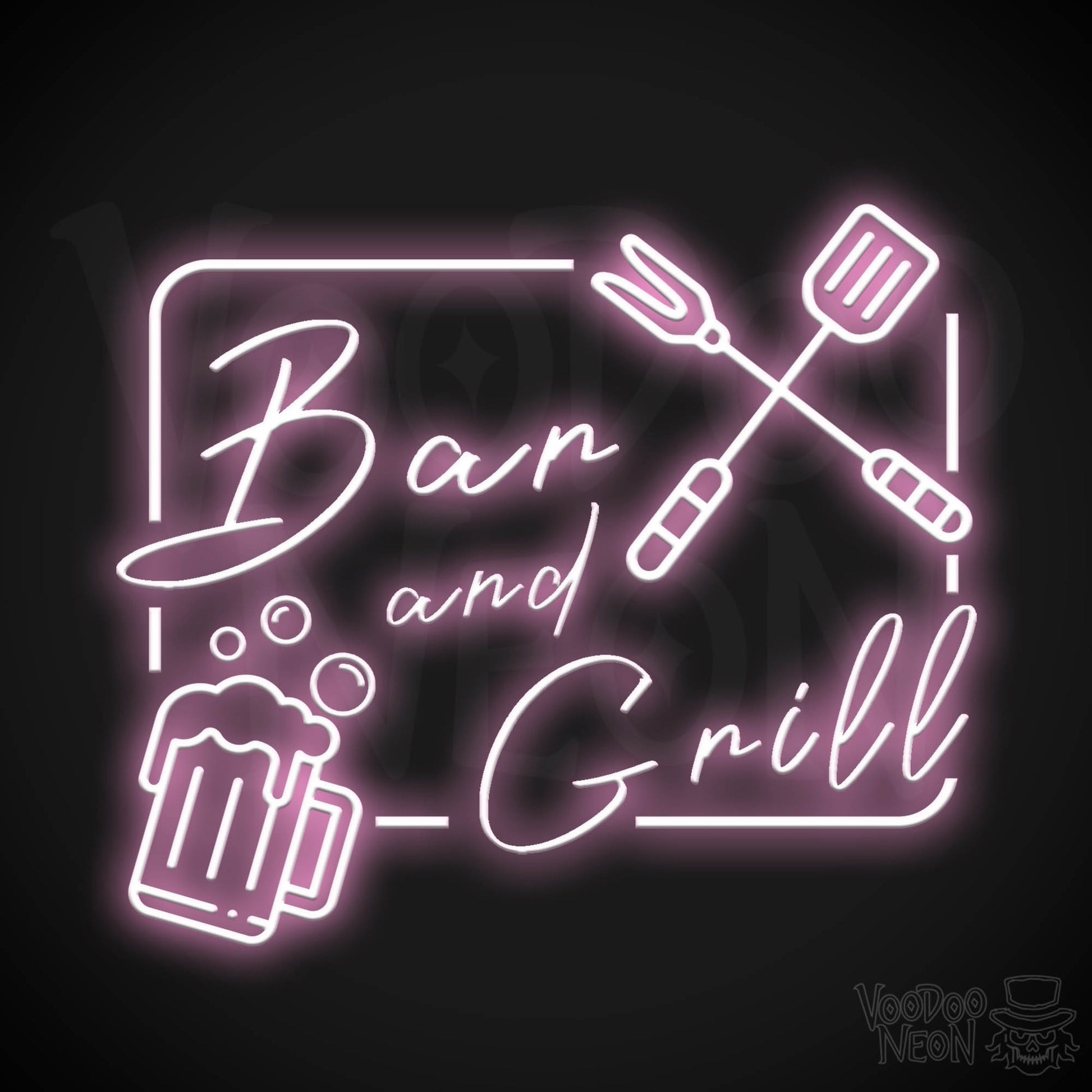 Bar & Grill Neon Sign - Neon Bar & Grill Sign - LED Signs - Color Light Pink
