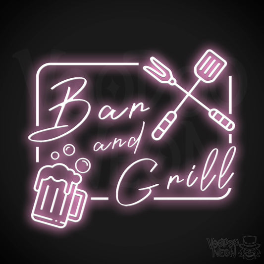 Bar & Grill Neon Sign - Neon Bar & Grill Sign - LED Signs - Color Light Pink