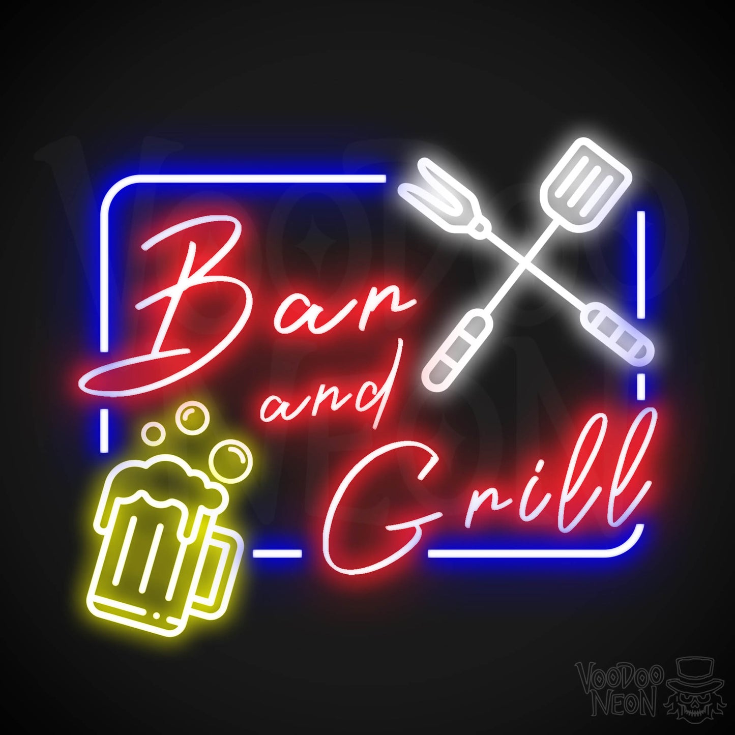 Bar & Grill Neon Sign - Neon Bar & Grill Sign - LED Signs - Color Multi-Color