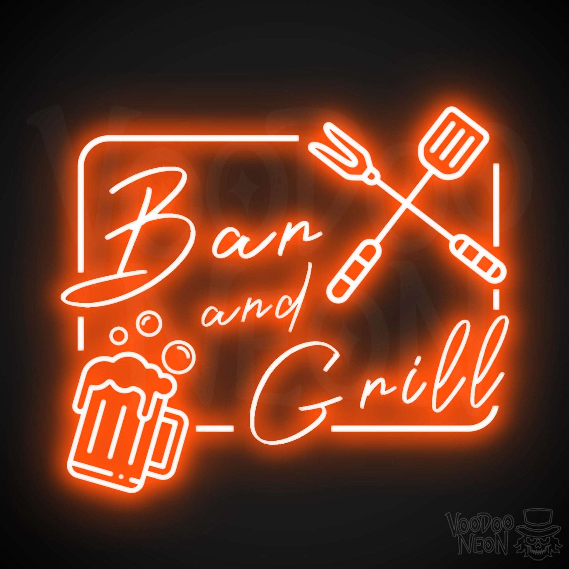 Bar & Grill Neon Sign - Neon Bar & Grill Sign - LED Signs - Color Orange