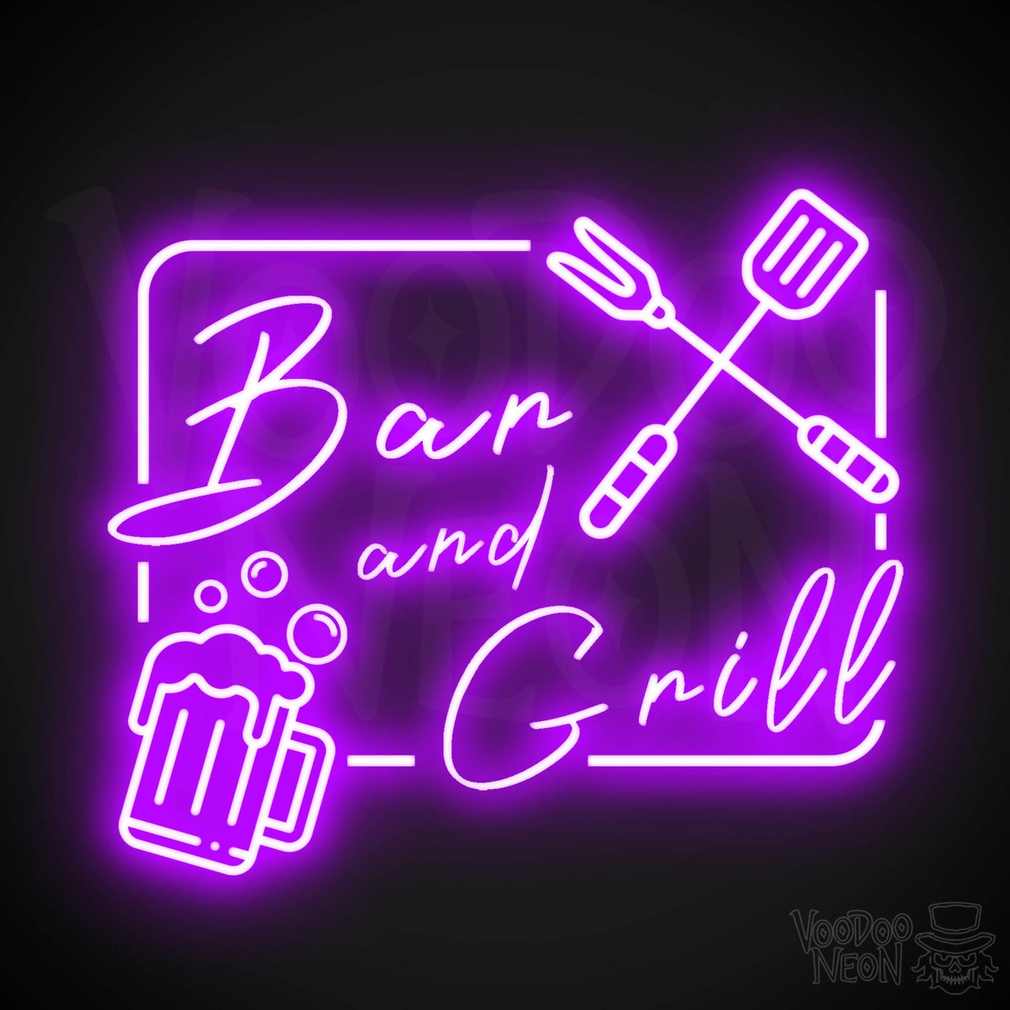 Bar & Grill Neon Sign - Neon Bar & Grill Sign - LED Signs - Color Purple