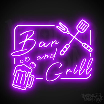 Bar & Grill Neon Sign - Neon Bar & Grill Sign - LED Signs - Color Purple