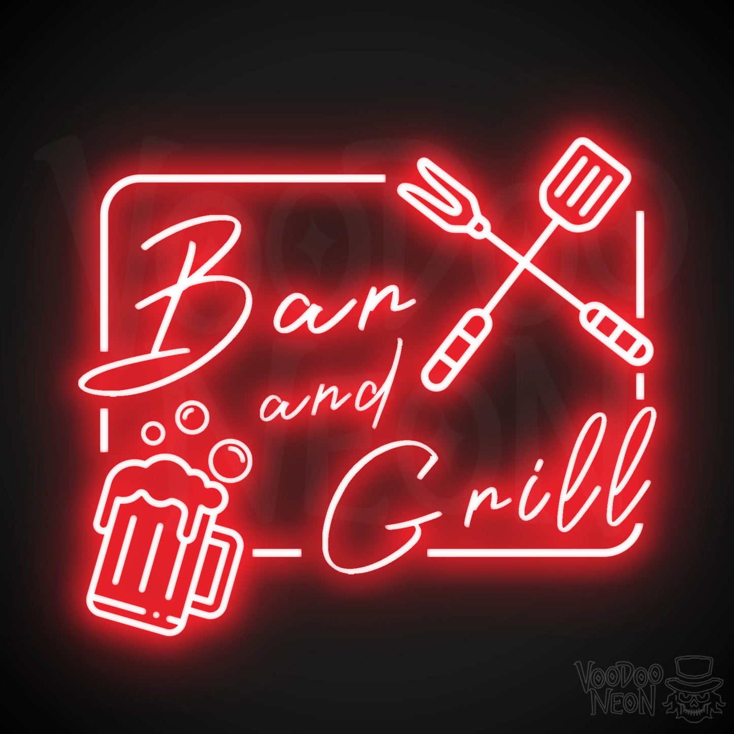 Bar & Grill Neon Sign - Neon Bar & Grill Sign - LED Signs - Color Red