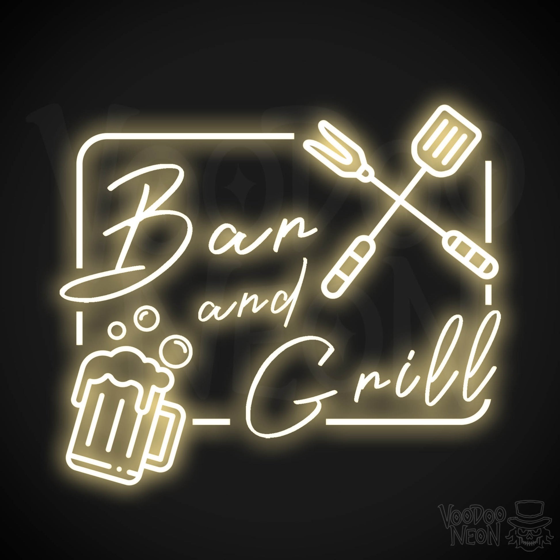 Bar & Grill Neon Sign - Neon Bar & Grill Sign - LED Signs - Color Warm White