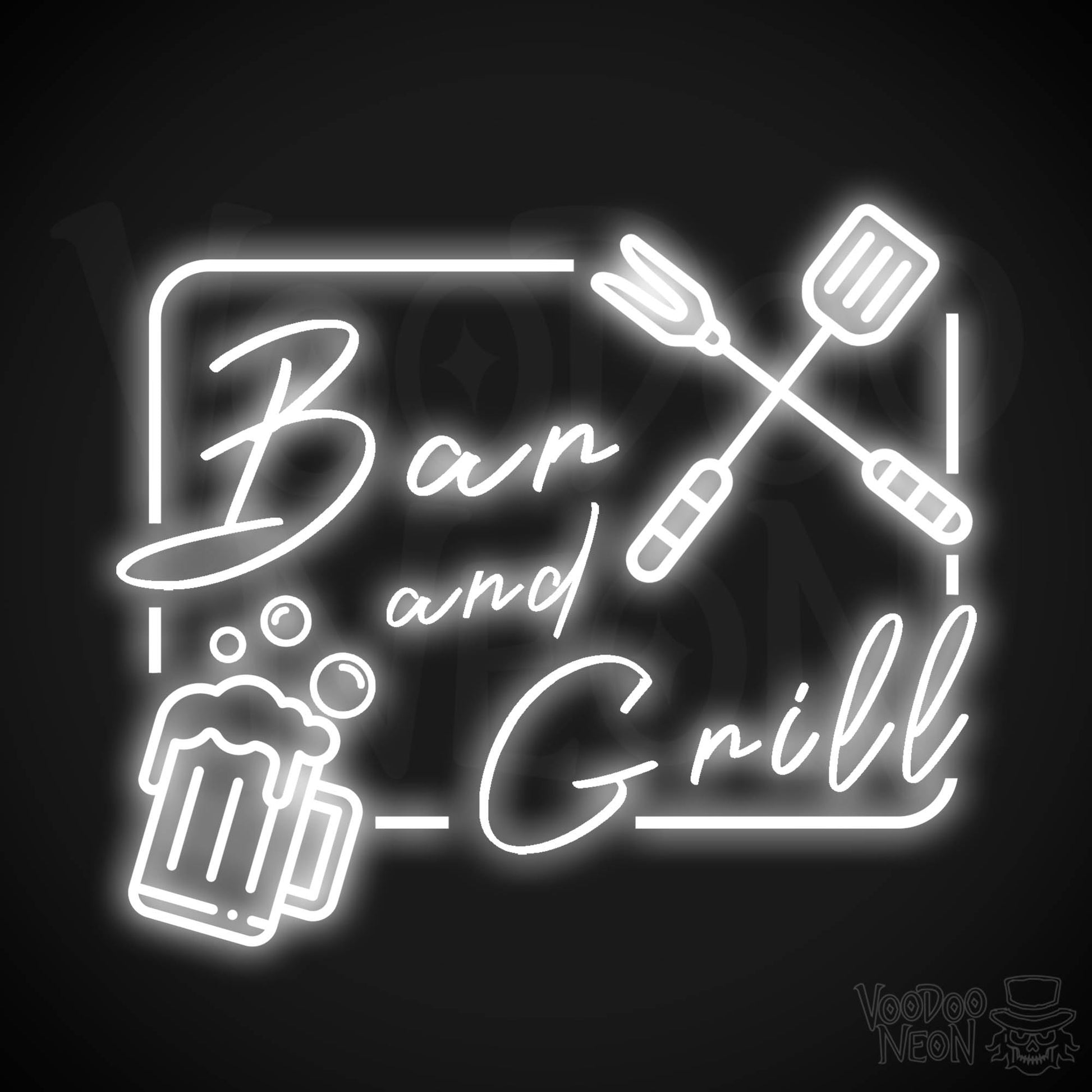 Bar & Grill Neon Sign - Neon Bar & Grill Sign - LED Signs - Color White
