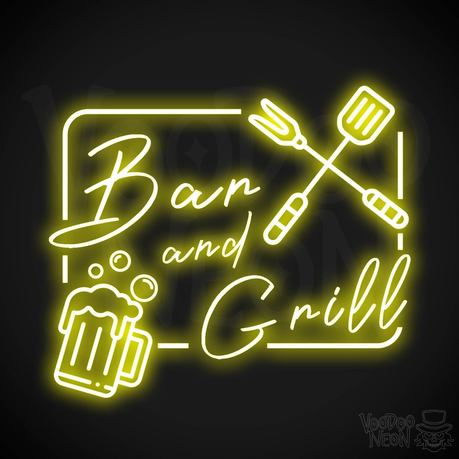Bar & Grill Neon Sign - Neon Bar & Grill Sign - LED Signs - Color Yellow