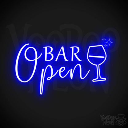 Bar Open Neon Sign - Neon Bar Open Sign - Color Dark Blue