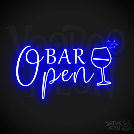 Bar Open Neon Sign - Neon Bar Open Sign - Color Dark Blue