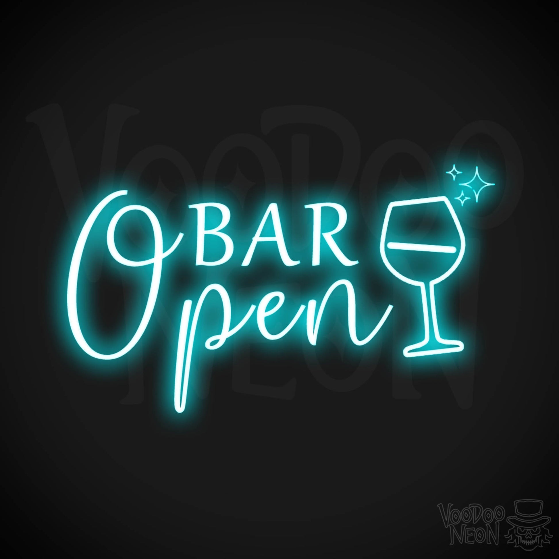 Bar Open Neon Sign - Neon Bar Open Sign - Color Ice Blue