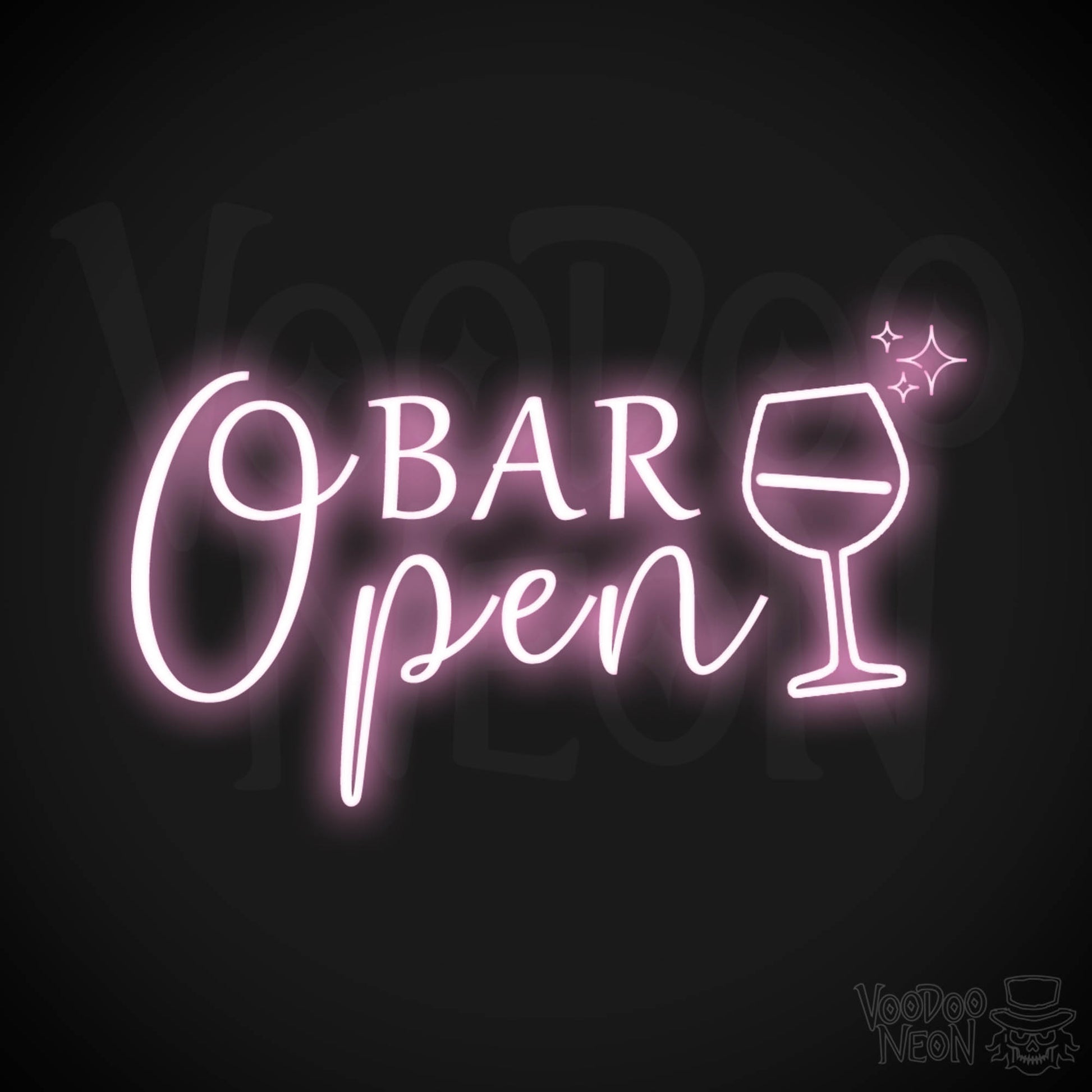 Bar Open Neon Sign - Neon Bar Open Sign - Color Light Pink