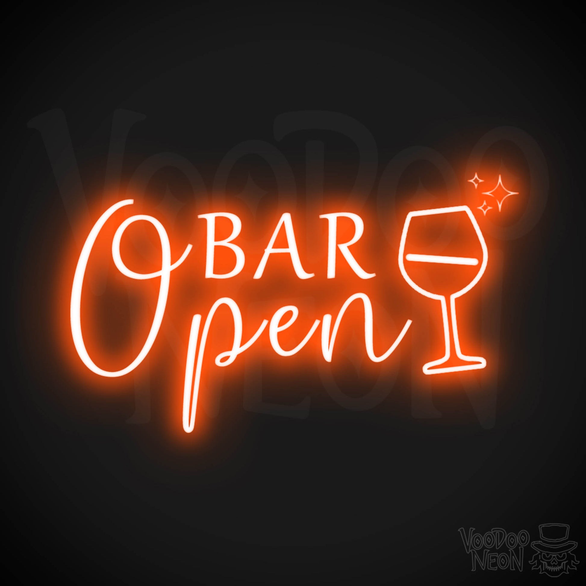 Bar Open Neon Sign - Neon Bar Open Sign - Color Orange