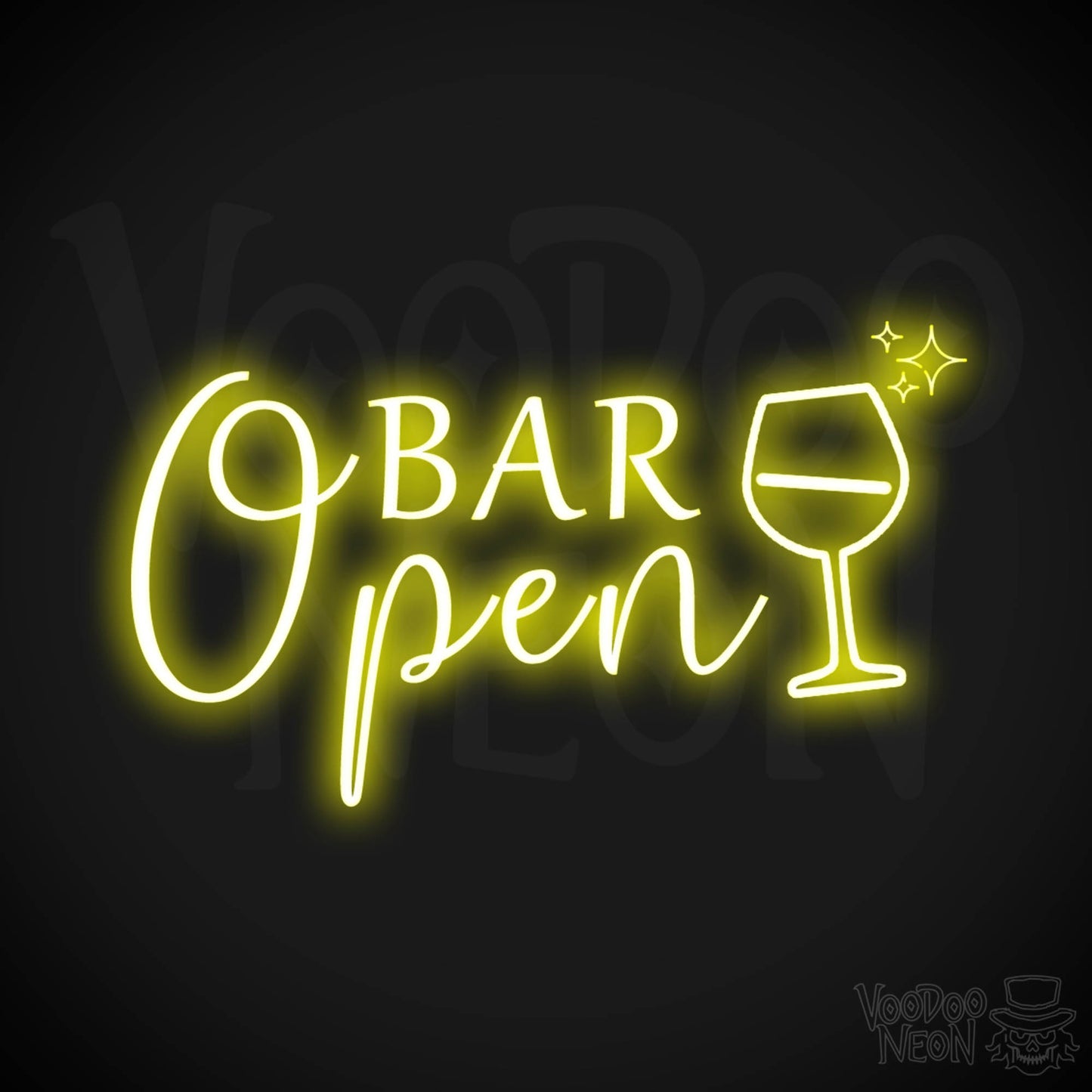 Bar Open Neon Sign - Neon Bar Open Sign - Color Yellow