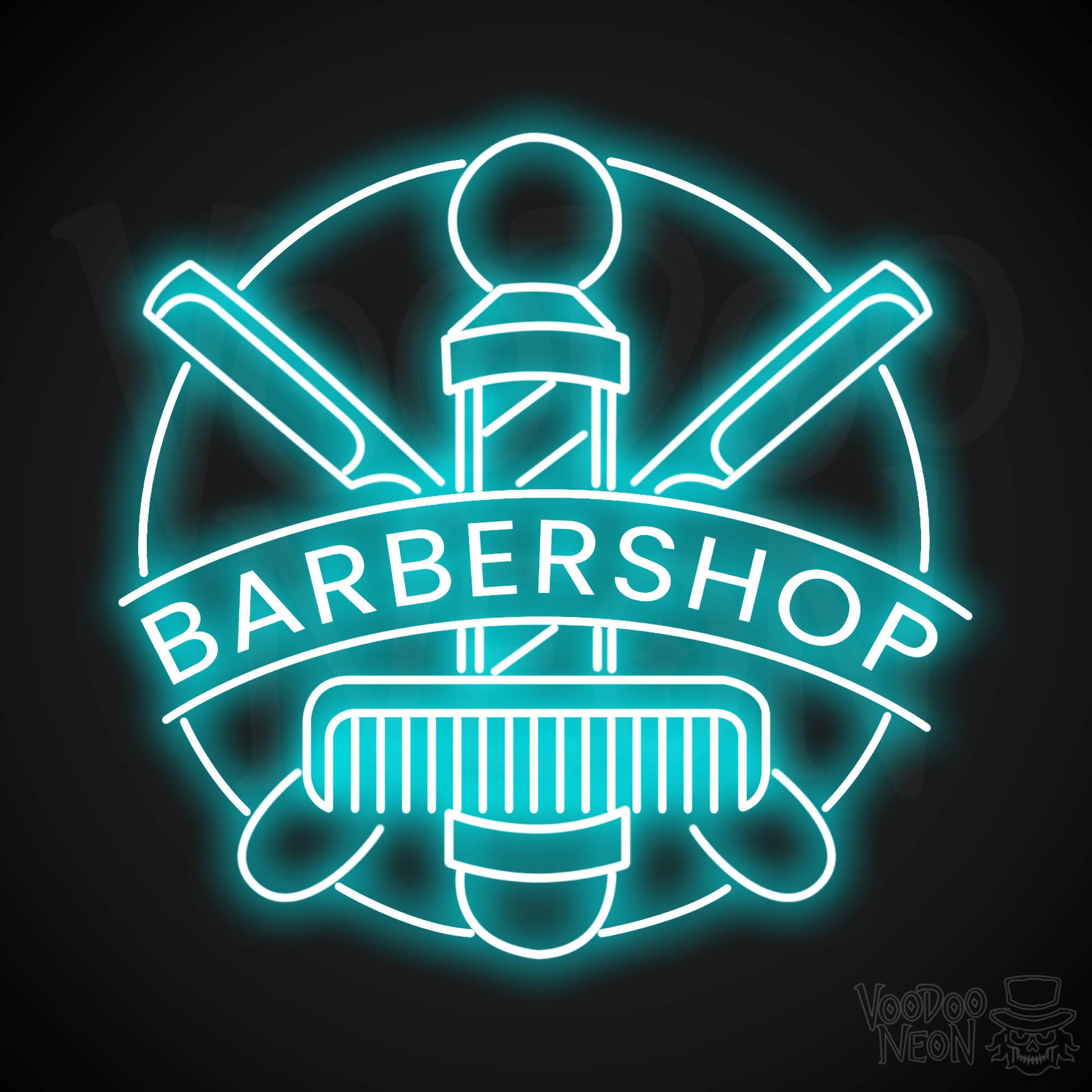 Barber Shop LED Neon - Ice Blue