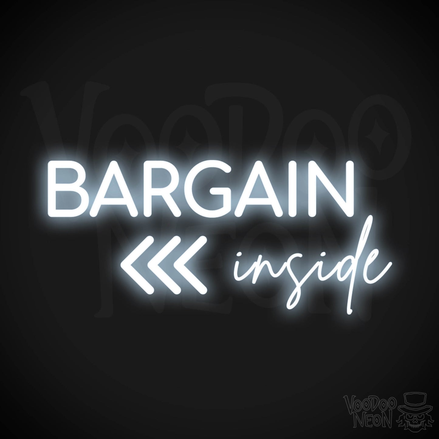 Bargains Inside Neon Sign - Neon Bargains Inside Shop Sign - Color Cool White