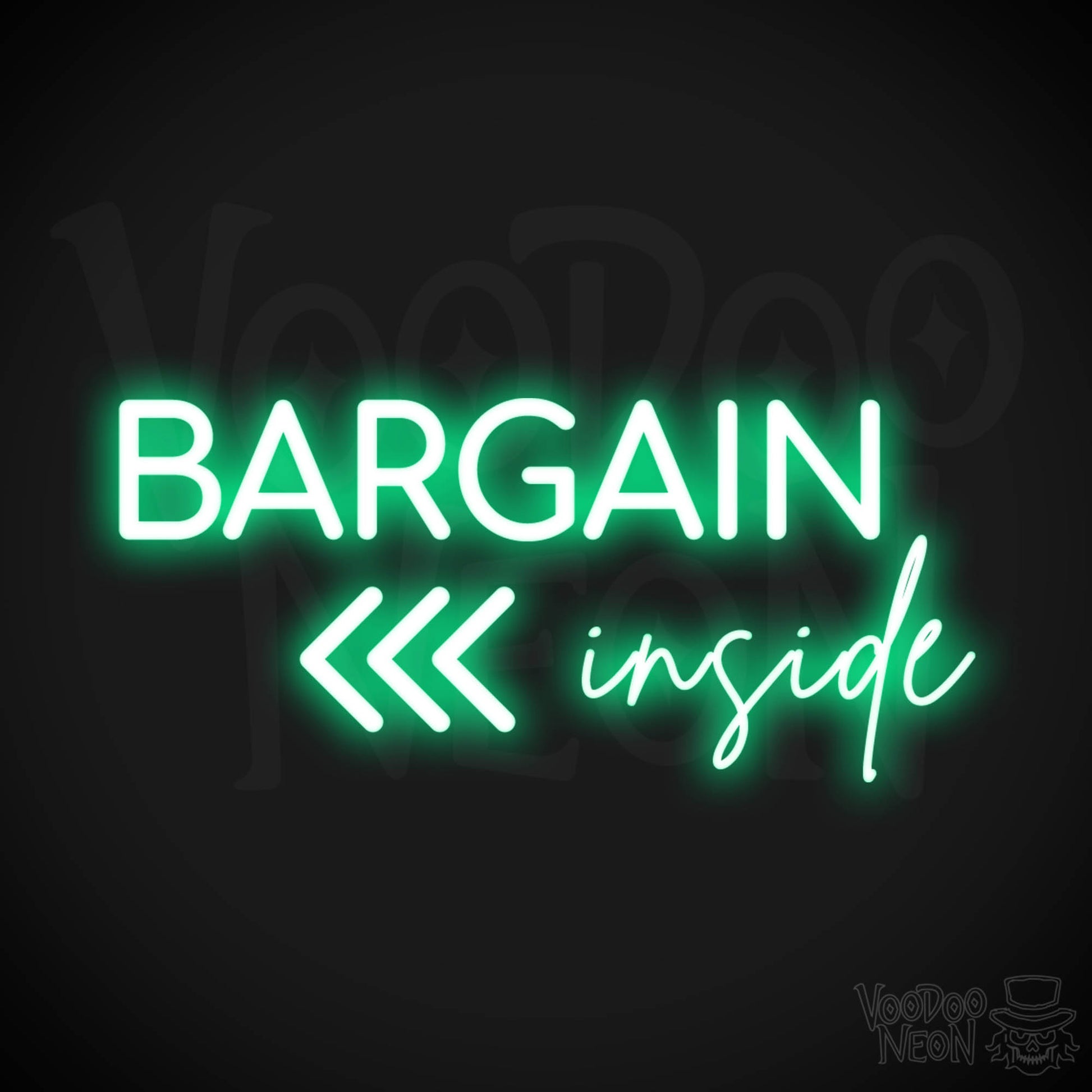 Bargains Inside Neon Sign - Neon Bargains Inside Shop Sign - Color Green