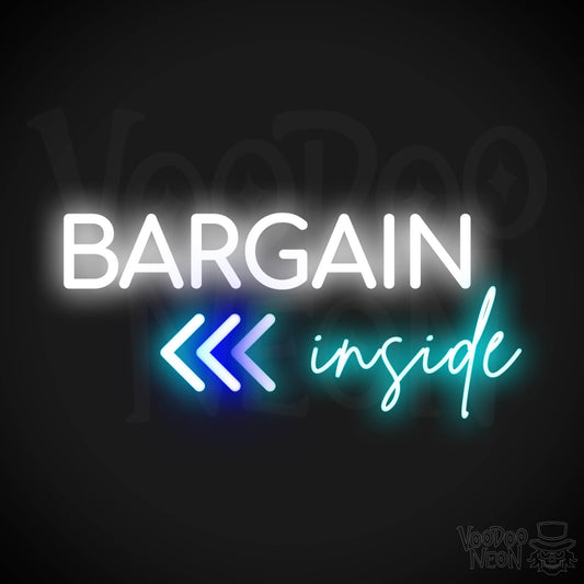 Bargains Inside Neon Sign - Neon Bargains Inside Shop Sign - Color Multi-Color