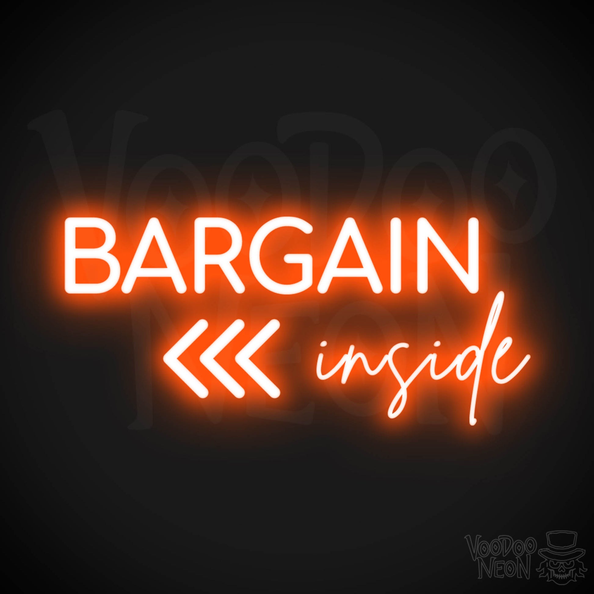 Bargains Inside Neon Sign - Neon Bargains Inside Shop Sign - Color Orange