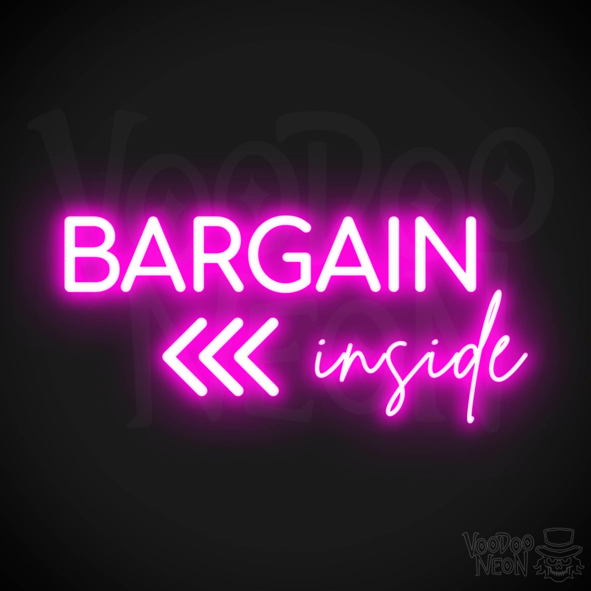 Bargains Inside Neon Sign - Neon Bargains Inside Shop Sign - Color Pink