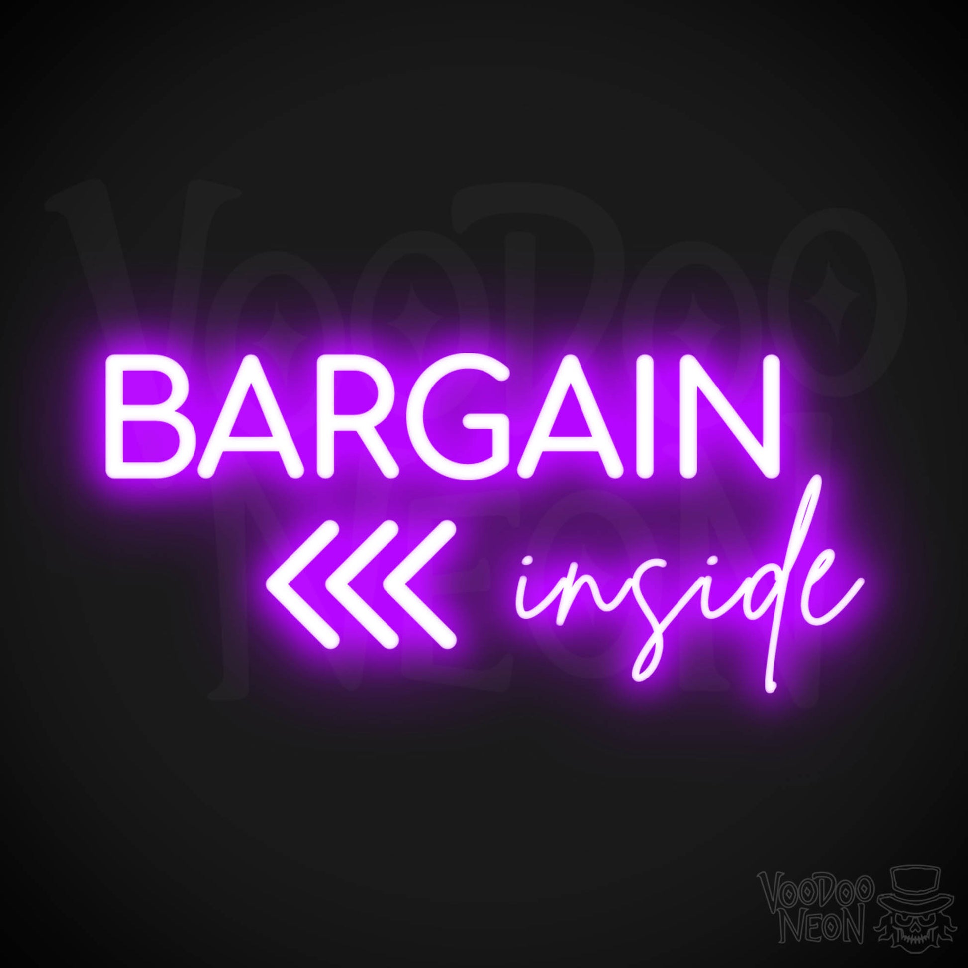 Bargains Inside Neon Sign - Neon Bargains Inside Shop Sign - Color Purple
