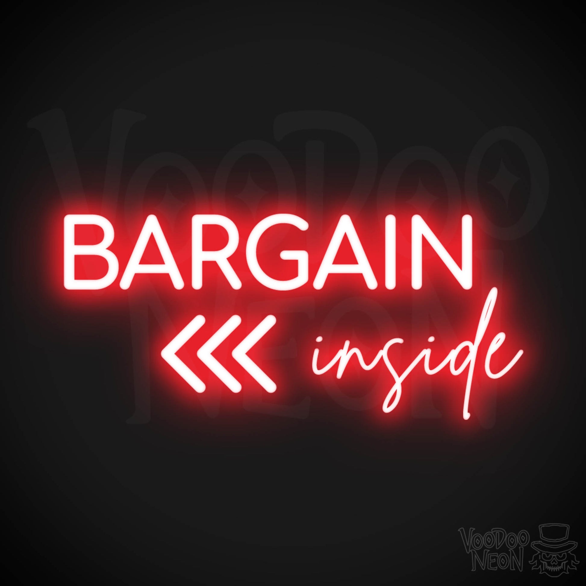Bargains Inside Neon Sign - Neon Bargains Inside Shop Sign - Color Red