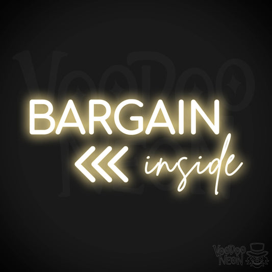 Bargains Inside Neon Sign - Neon Bargains Inside Shop Sign - Color Warm White